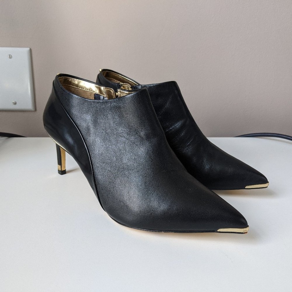 Ted Baker Narill Leather Booties Kitten Heel Sz 37.5